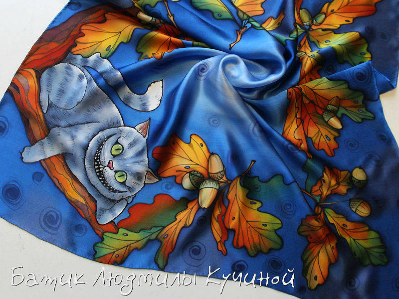 платок батик Чеширский кот