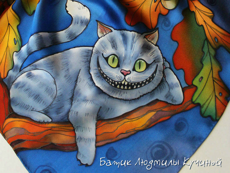 платок батик Чеширский кот