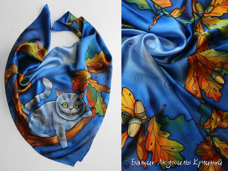 платок батик Чеширский кот