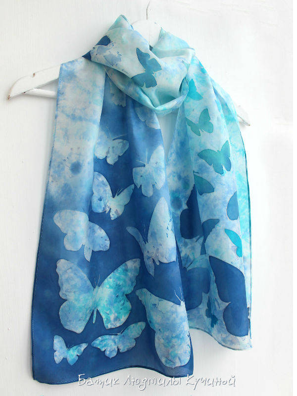 батик шарф Бабочки 