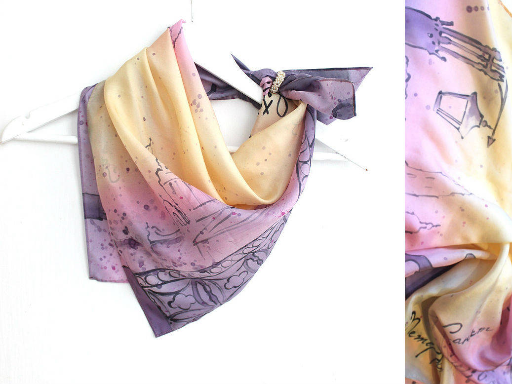 батик платок Рассветный Петербург 