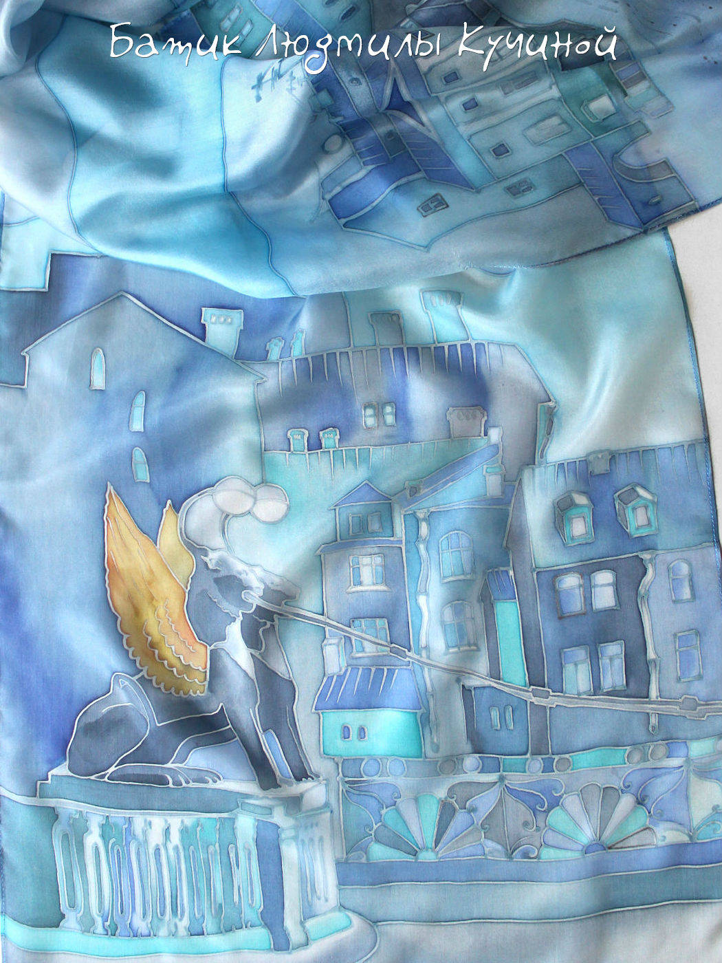 батик шарф Синий Петербург