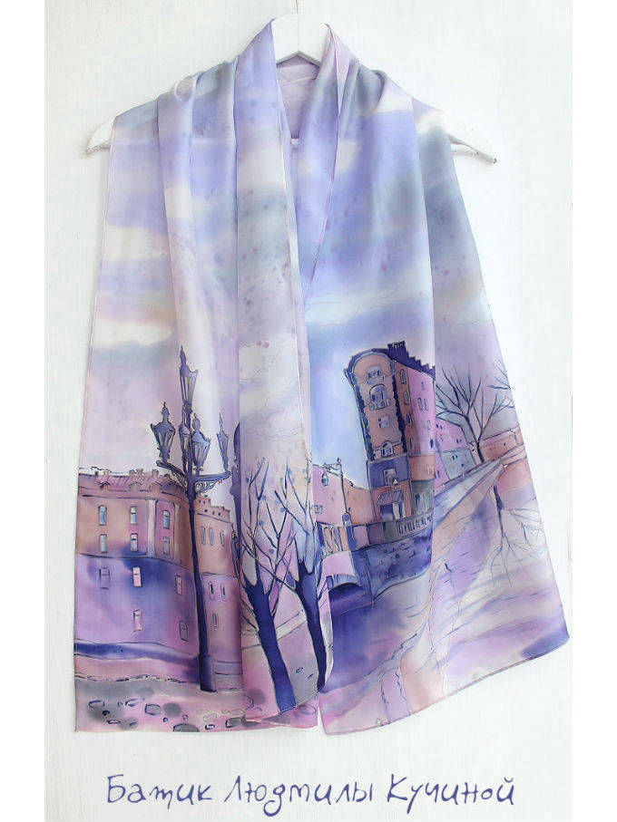батик шарф Акварельные Петербург 