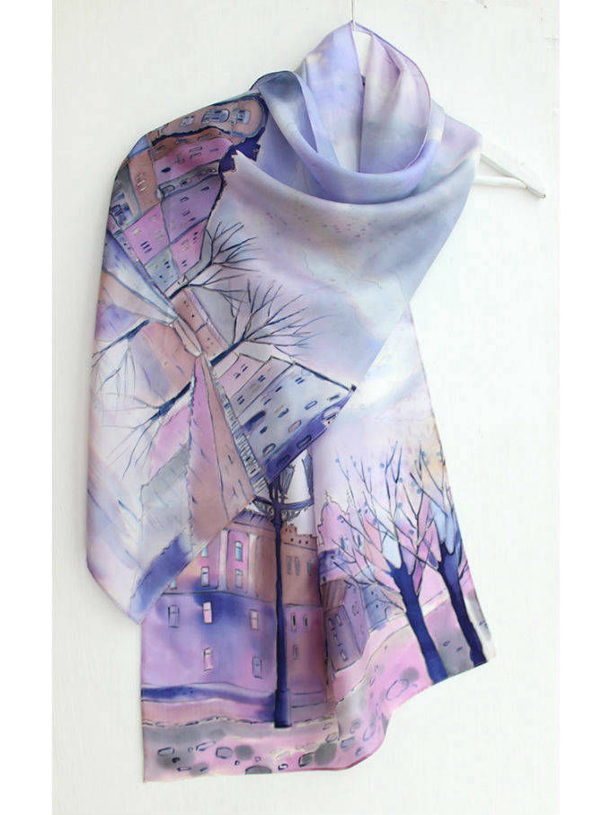 батик шарф Акварельные Петербург 