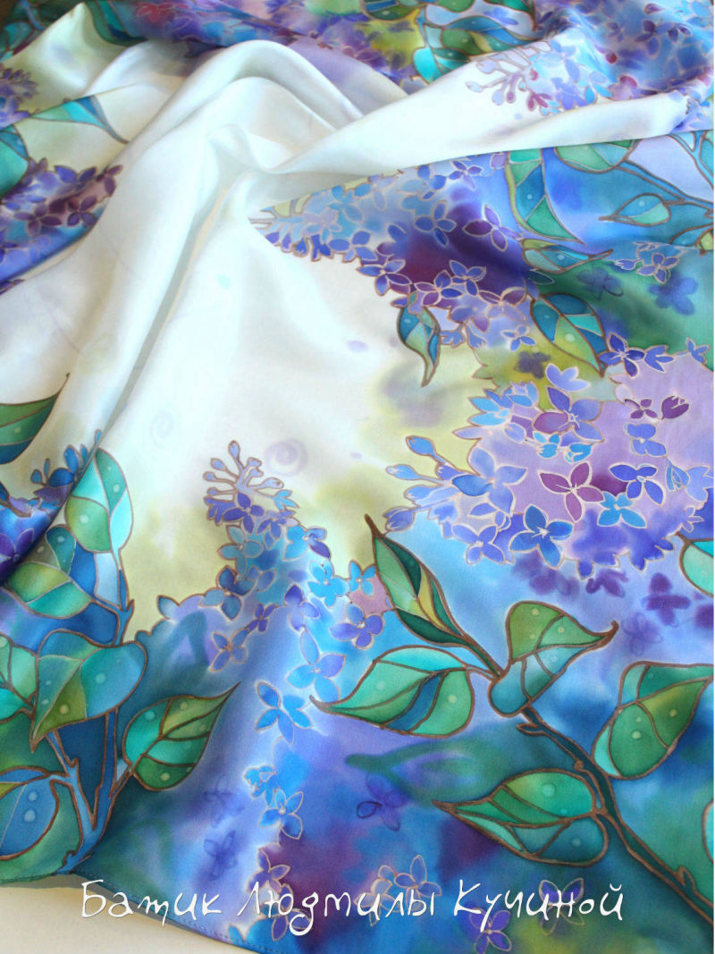 батик платок Сирень
