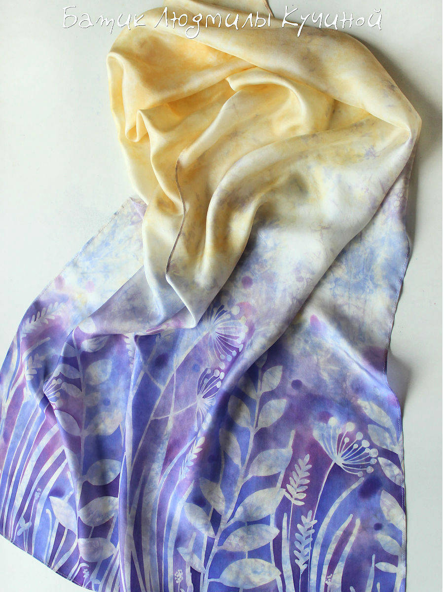 батик шарф Травы