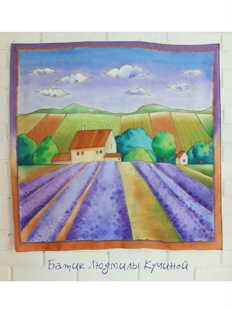 батик платок Лавандовые поля