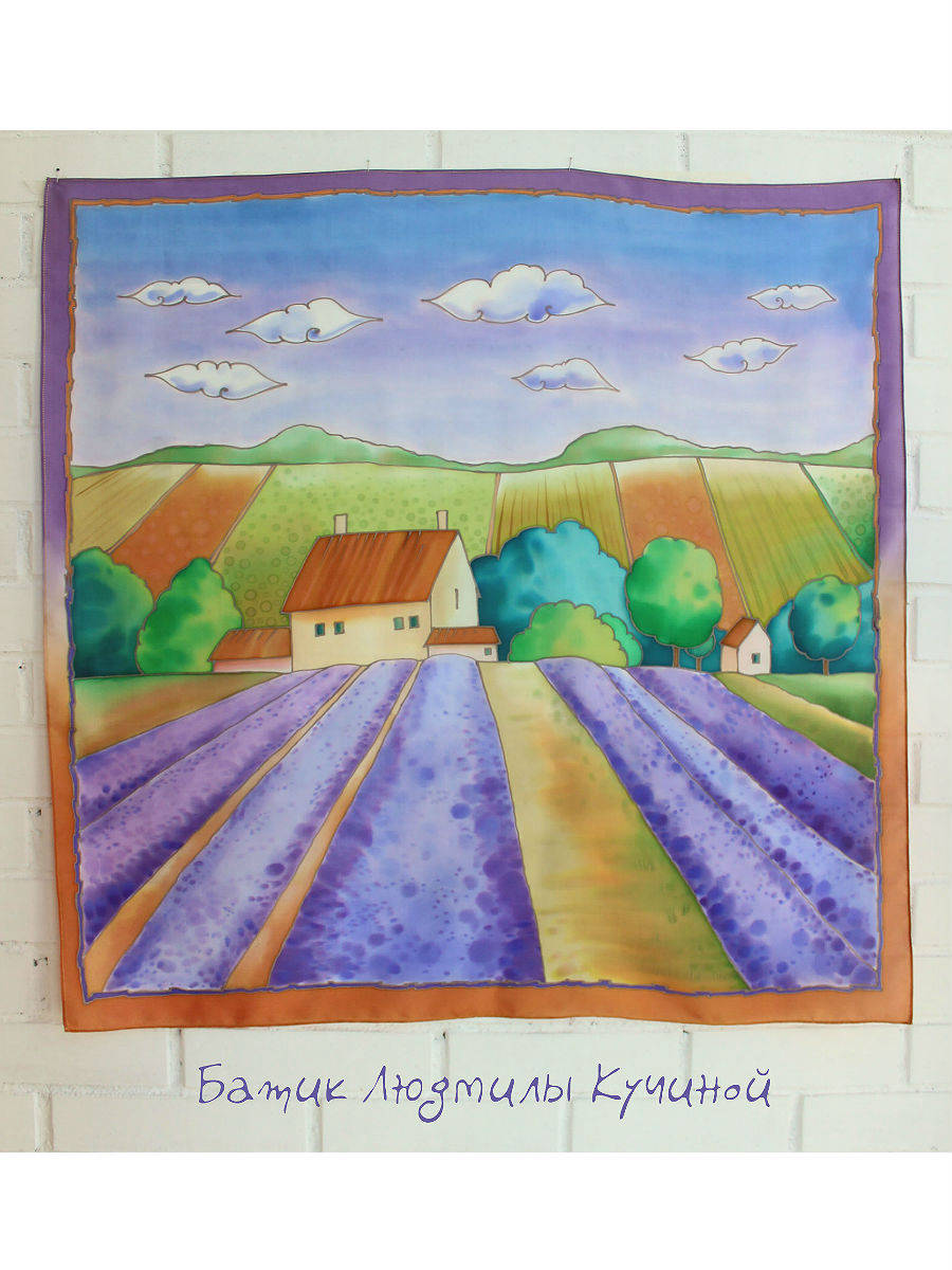 батик платок Лавандовые поля