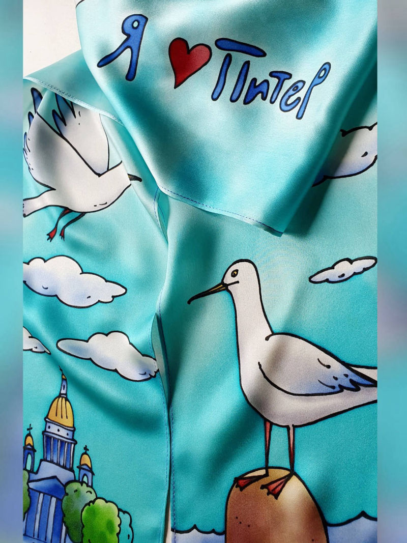 батик шарф Я люблю Питер 