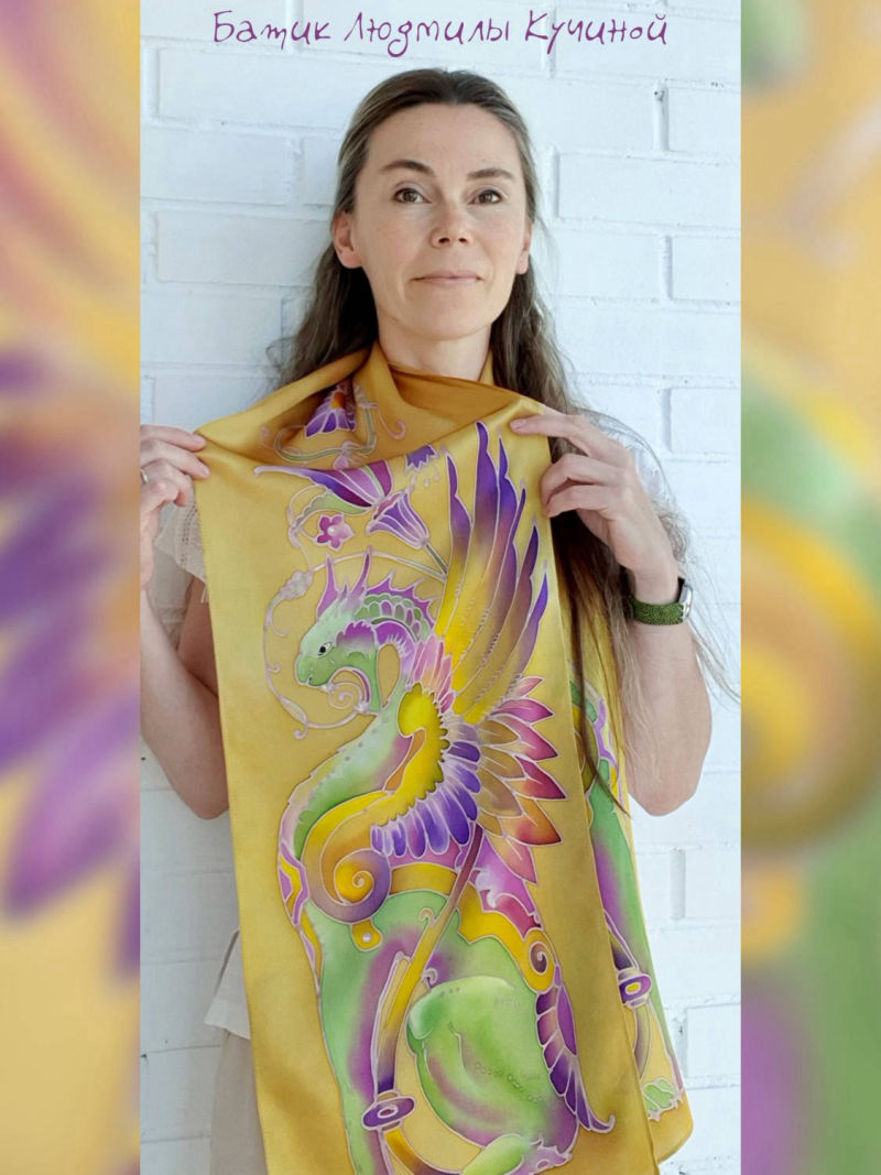 батик шарф Грифоны