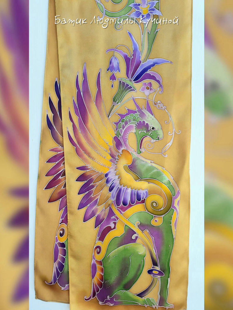 батик шарф Грифоны