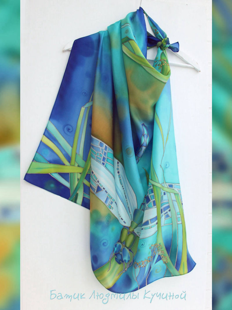 батик платок Стрекоза