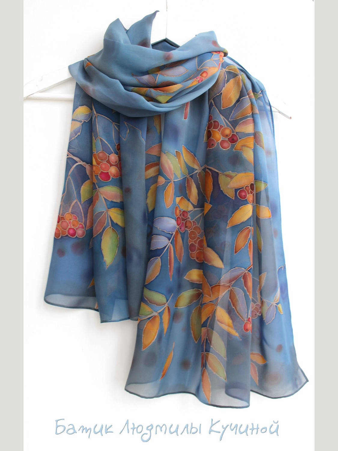 батик шарф Рябина 