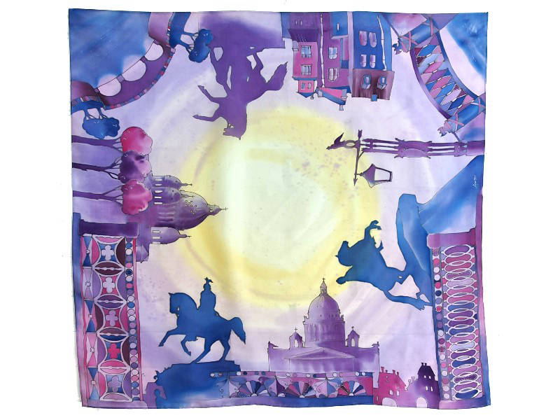 батик платок Белые ночи в Петербурге