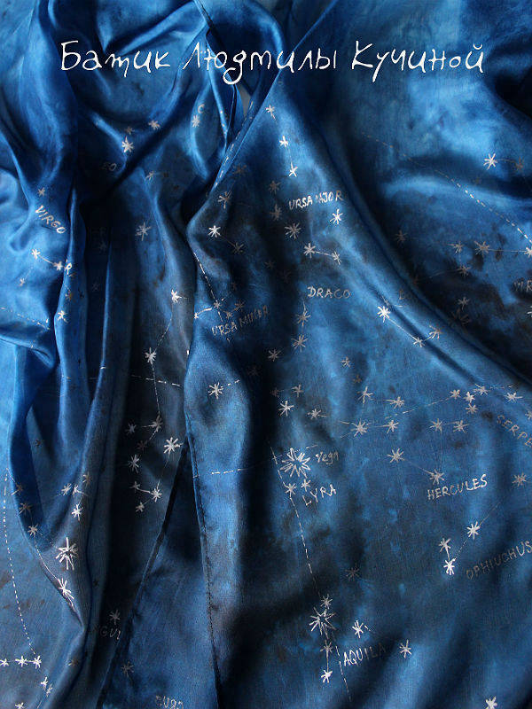 батик шарф Звездное небо 