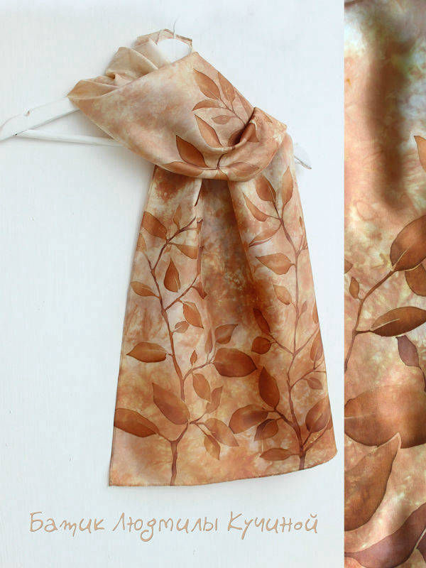 батик шарф Осенние листья 
