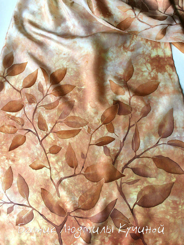 батик шарф Осенние листья 
