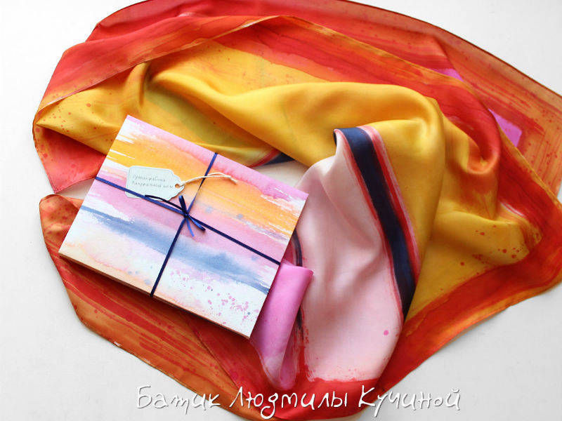 батик платок свободная роспись