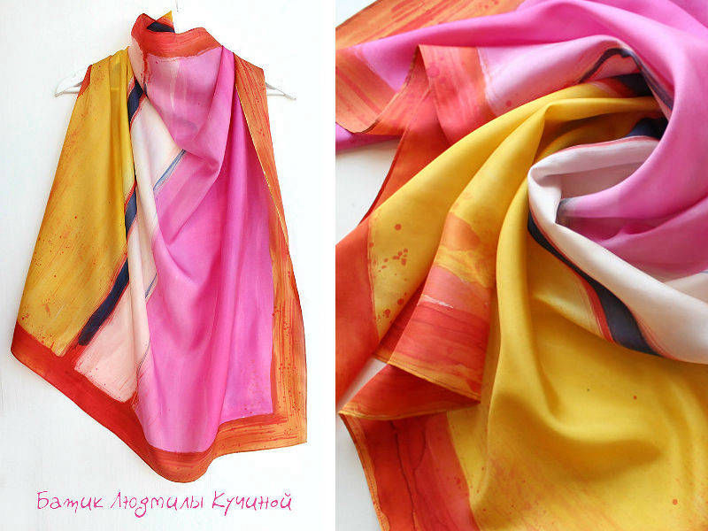 батик платок свободная роспись