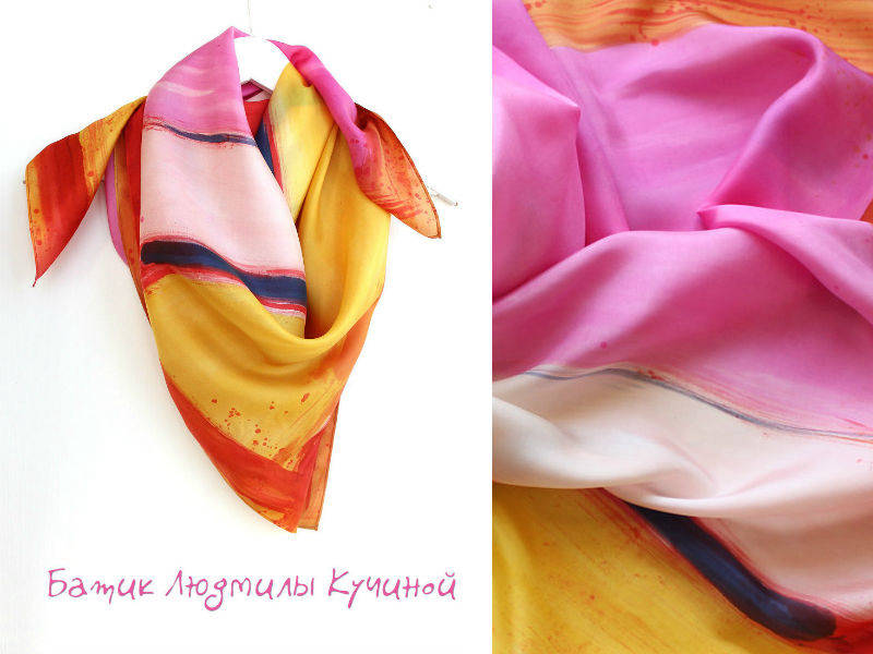 батик платок свободная роспись
