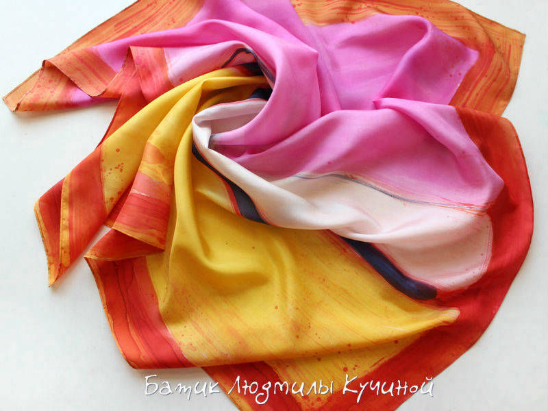 батик платок свободная роспись